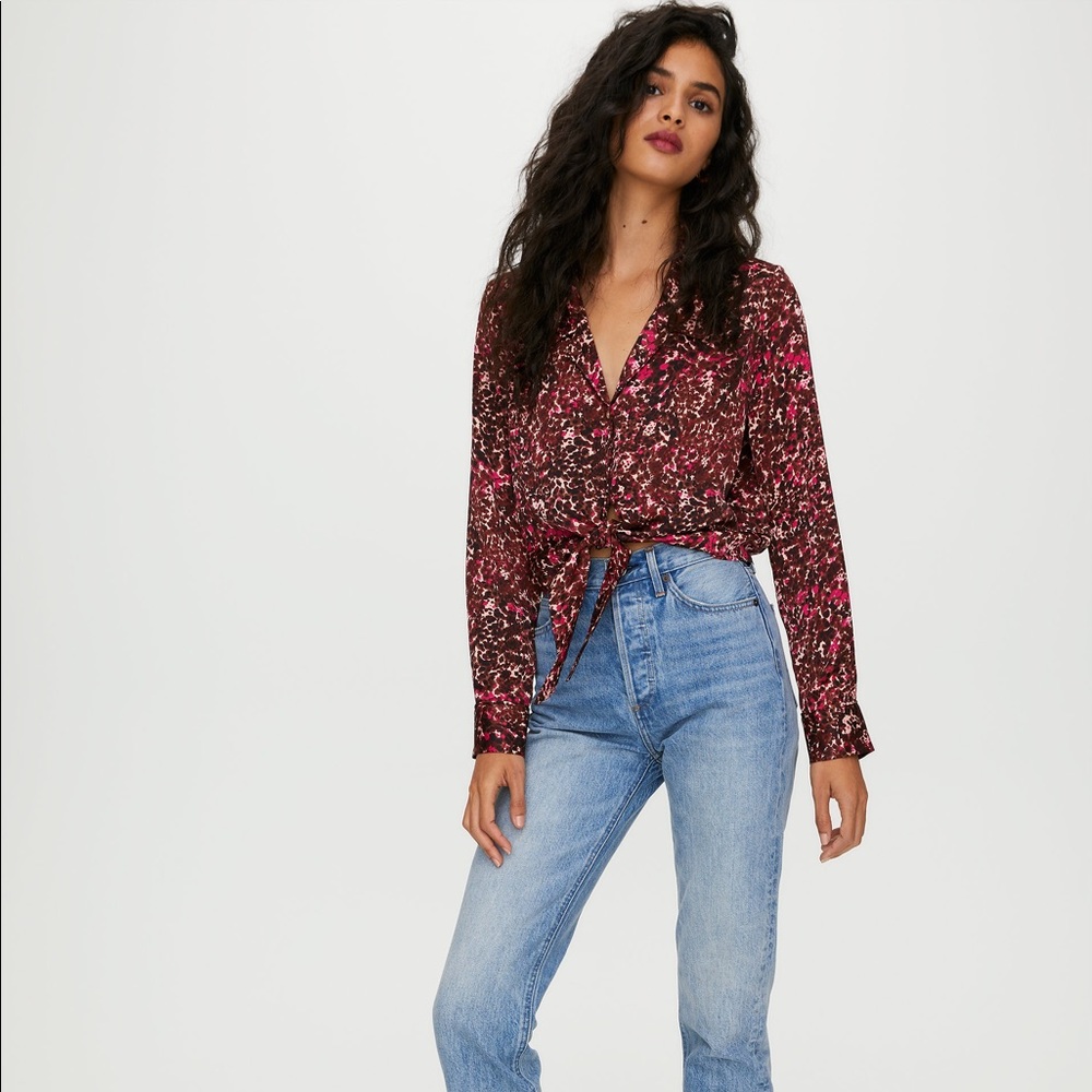 Women's Floral Tie-Front Blouse